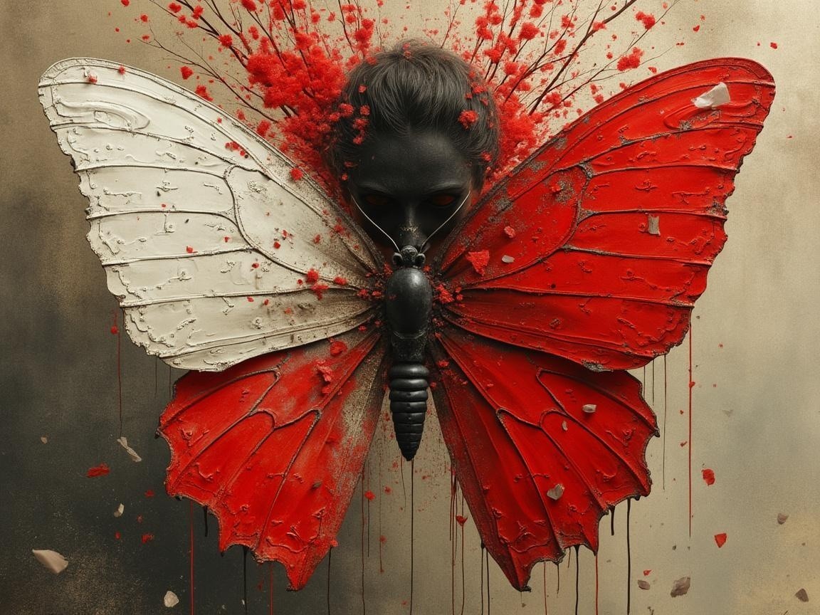 Butterfly and Woman's Face Symbolizing Transformation