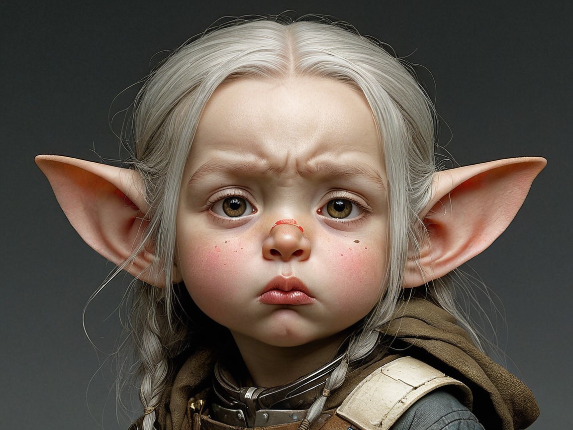 Young elf-like character with gray hair and braids