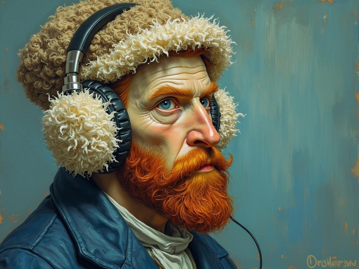 Portrait of a Man with Red Hair and Earmuffs