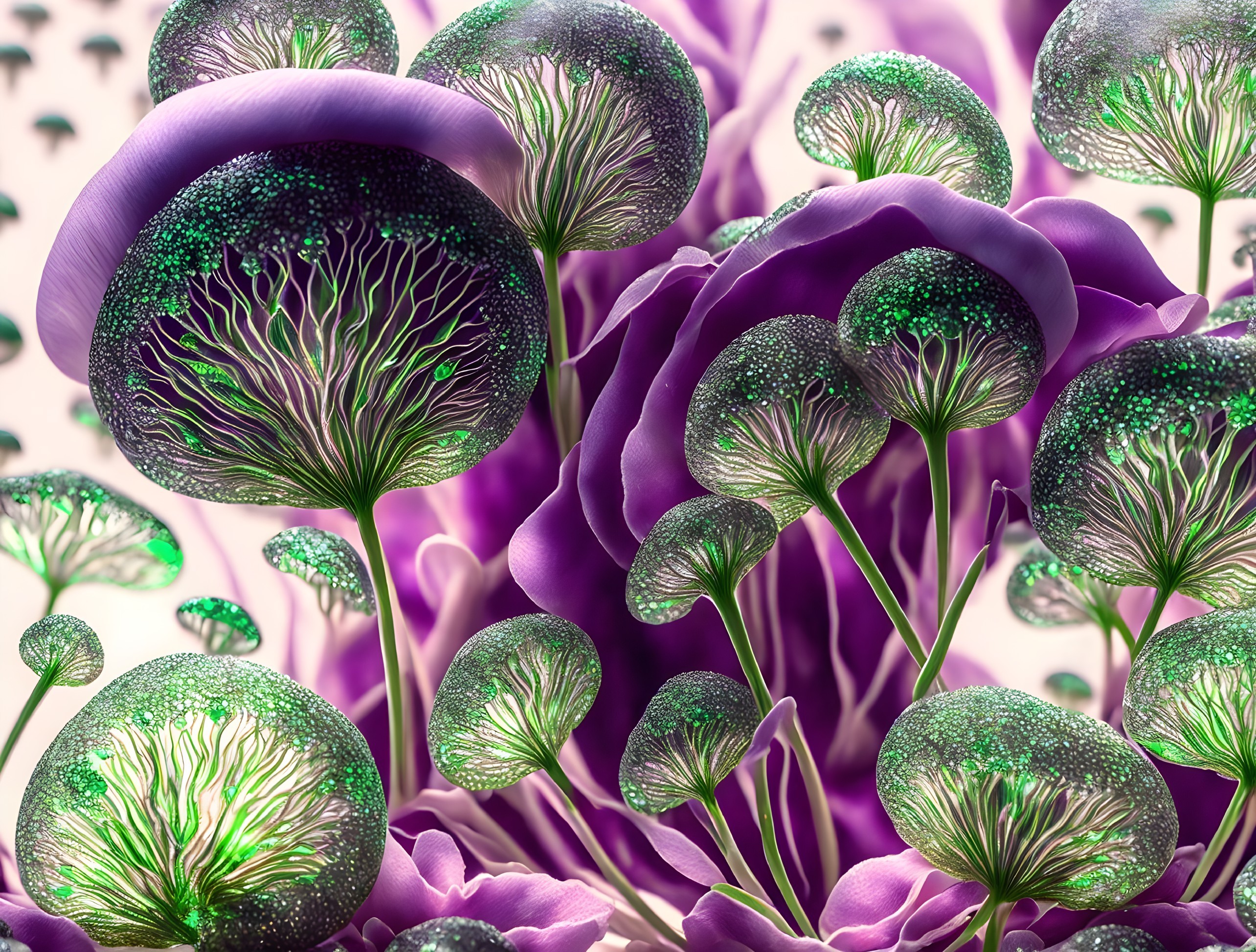 Vibrant Digital Art of Stylized Purple Flowers