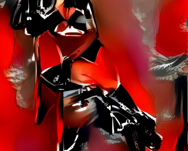 Abstract Figure of Woman on Red Background