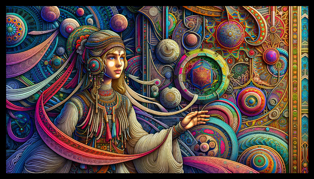 Vibrant Portrait of a Young Woman with Cosmic Elements