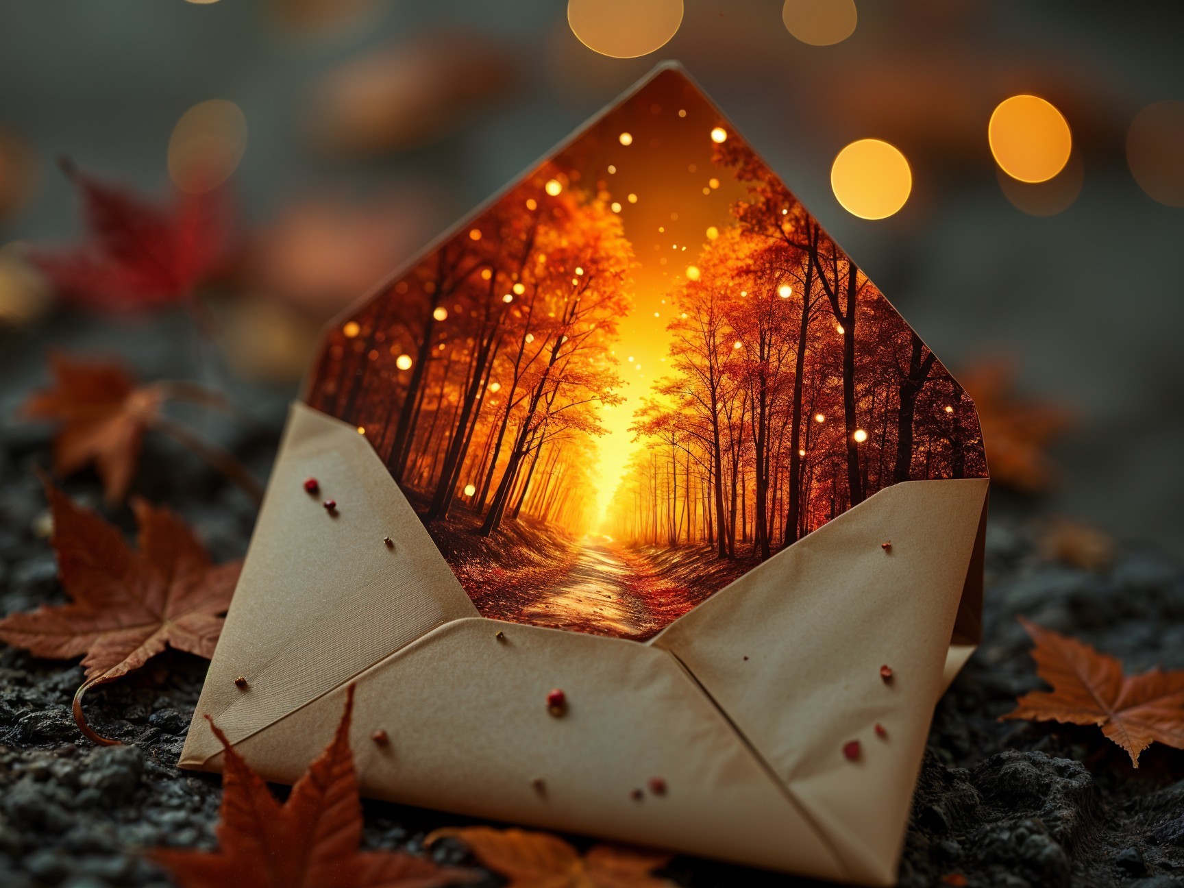 Stunning Sunset Scene with Autumn Trees and Pathway