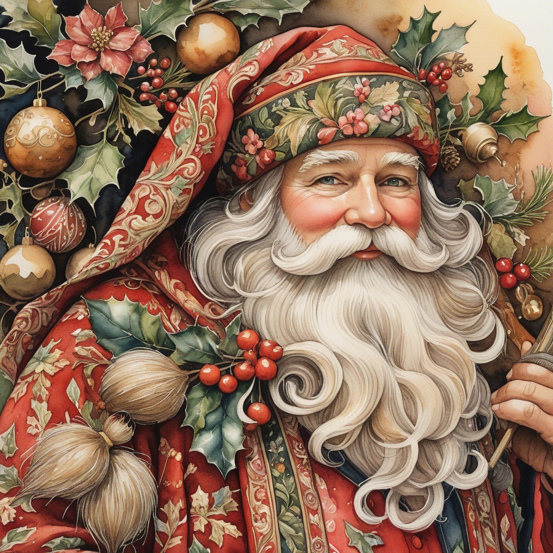 Joyful Santa Claus in Festive Holiday Setting