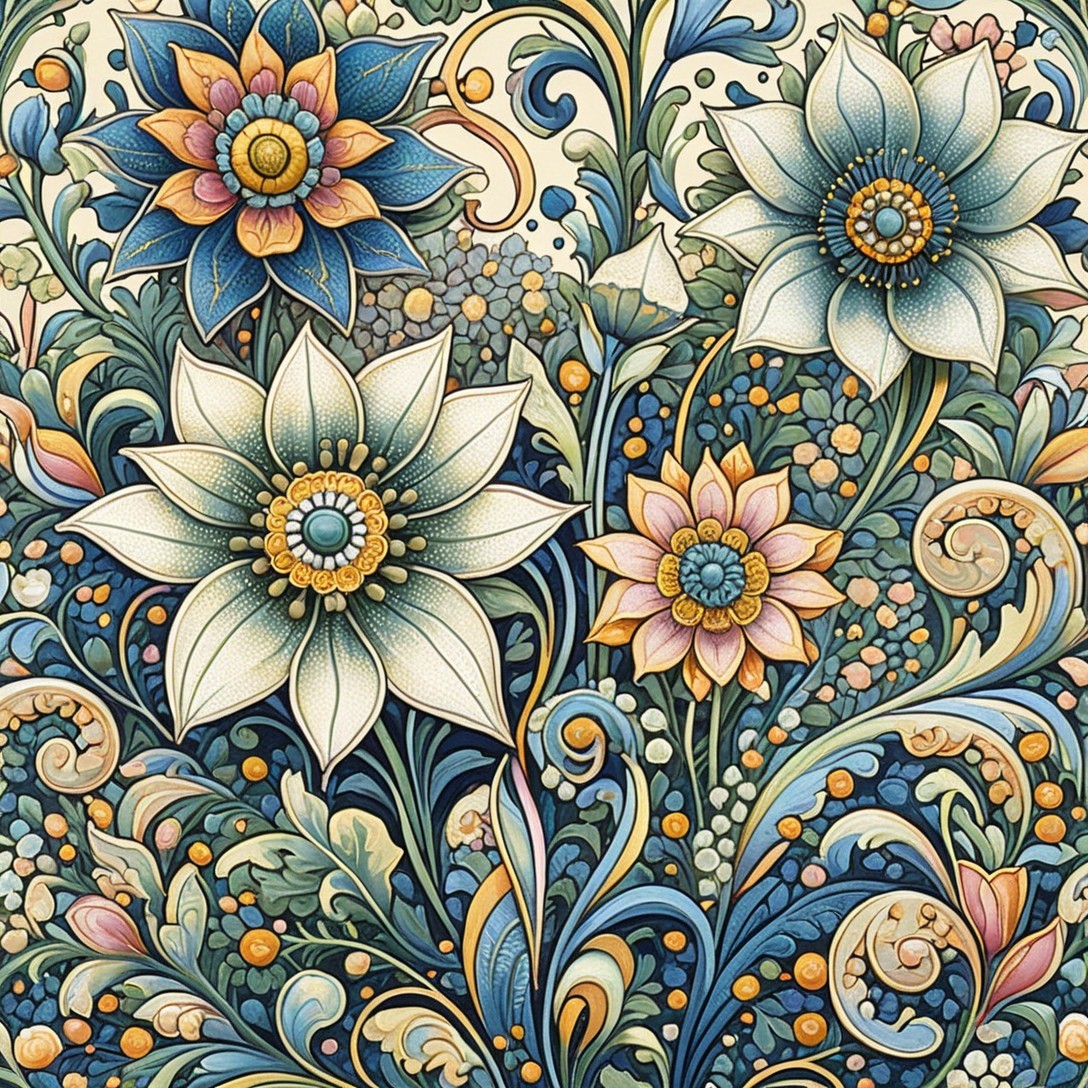 Vibrant Floral Pattern with Intricate Designs