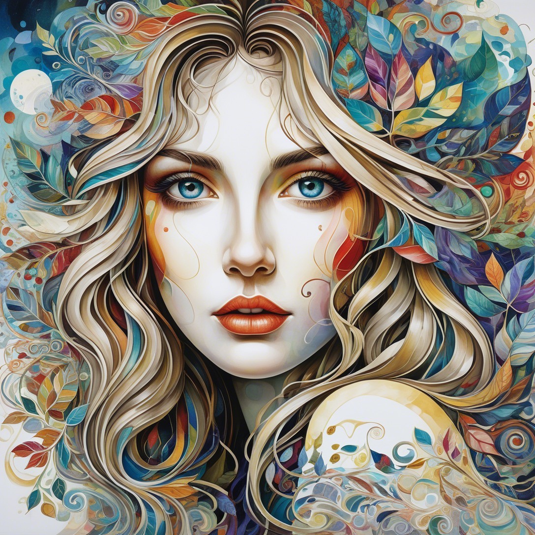 Vibrant Portrait of a Woman with Nature Elements