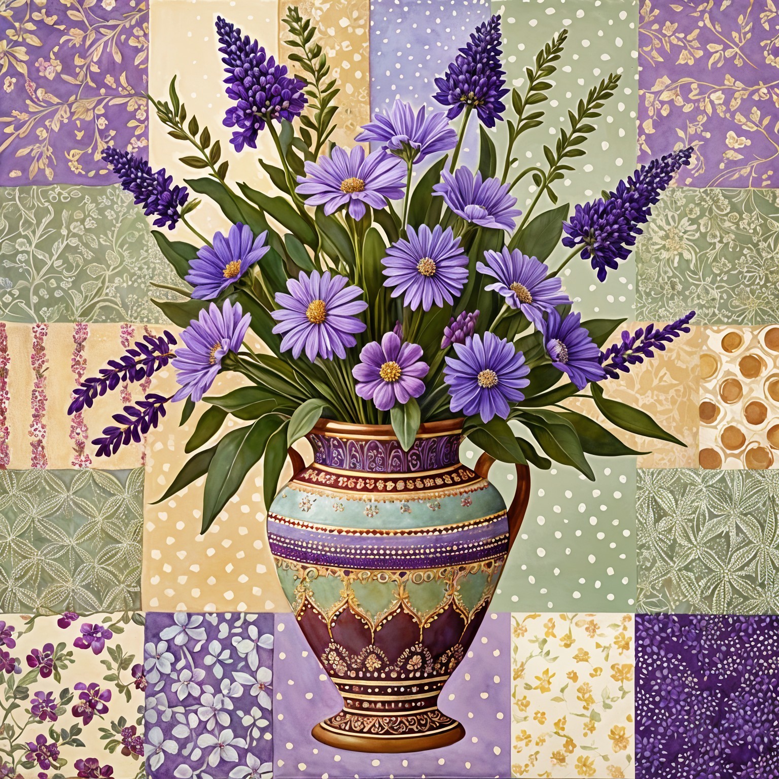 Vibrant Purple Flower Bouquet in Ornate Vase