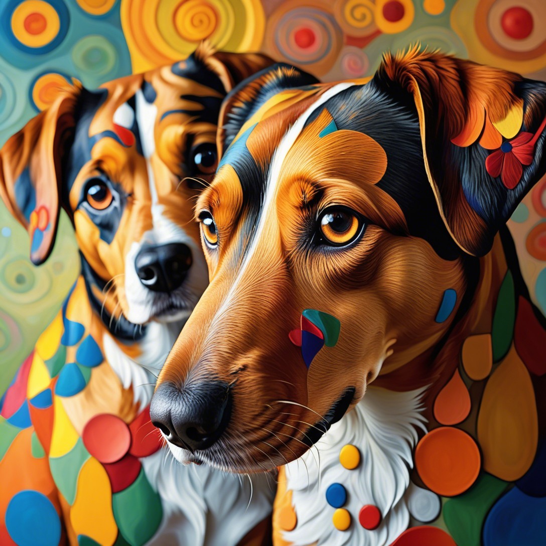 Vibrant Multi-Colored Dogs with Expressive Features