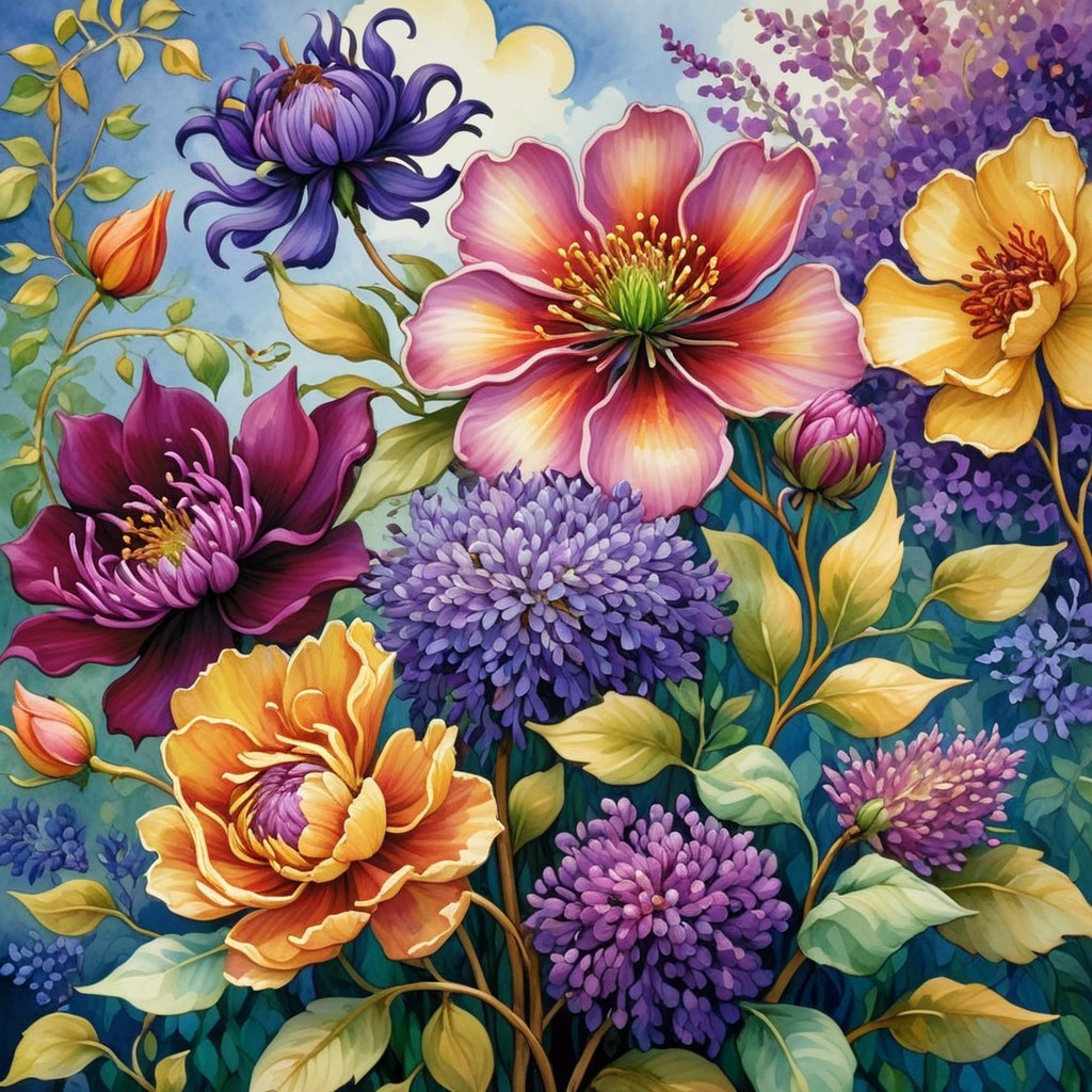 Vibrant Floral Arrangement with Colorful Blossoms