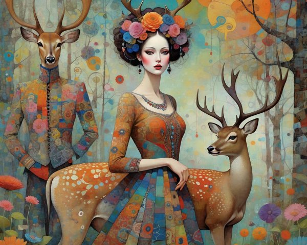 Detailed Digital Painting of a Whimsical Forest Scene