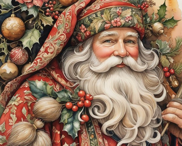Joyful Santa Claus in Festive Holiday Setting
