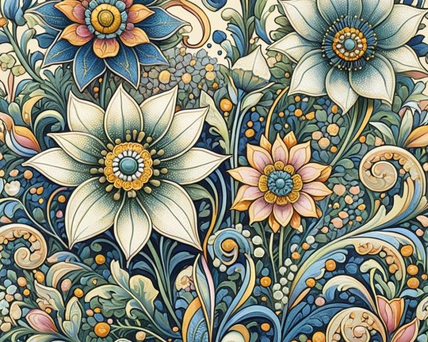 Vibrant Floral Pattern with Intricate Designs