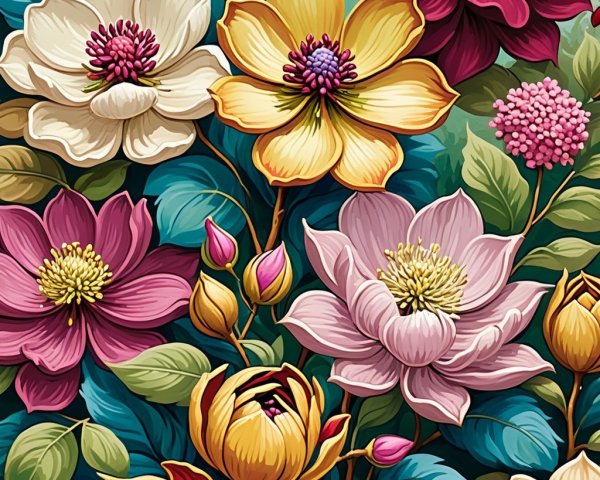 Vibrant Floral Arrangement with Diverse Blossoms