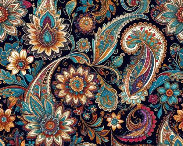 Vibrant Floral Pattern with Intricate Designs and Colors