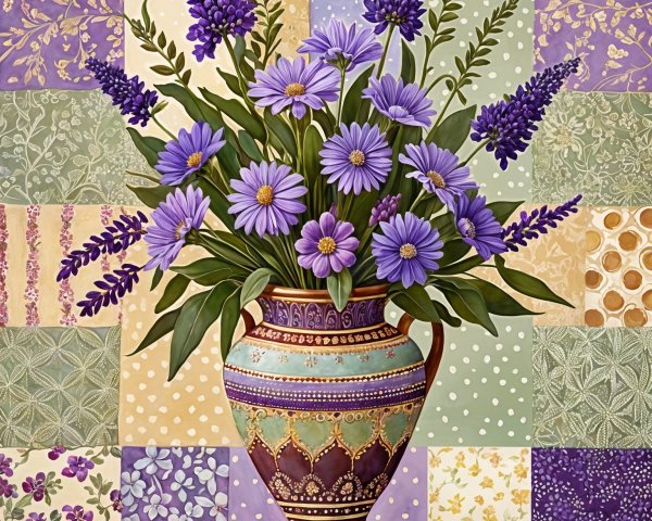 Vibrant Purple Flower Bouquet in Ornate Vase