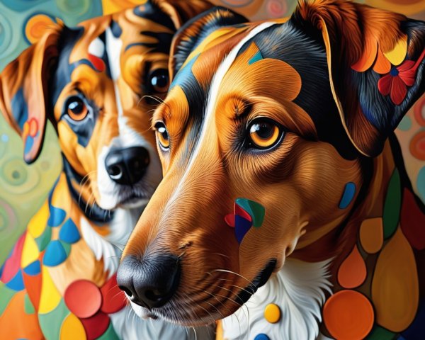 Vibrant Multi-Colored Dogs with Expressive Features