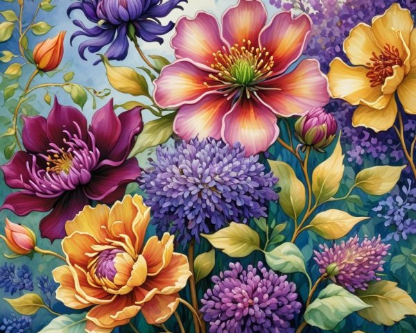 Vibrant Floral Arrangement with Colorful Blossoms