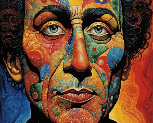 Colorful Portrait of a Man with Abstract Patterns