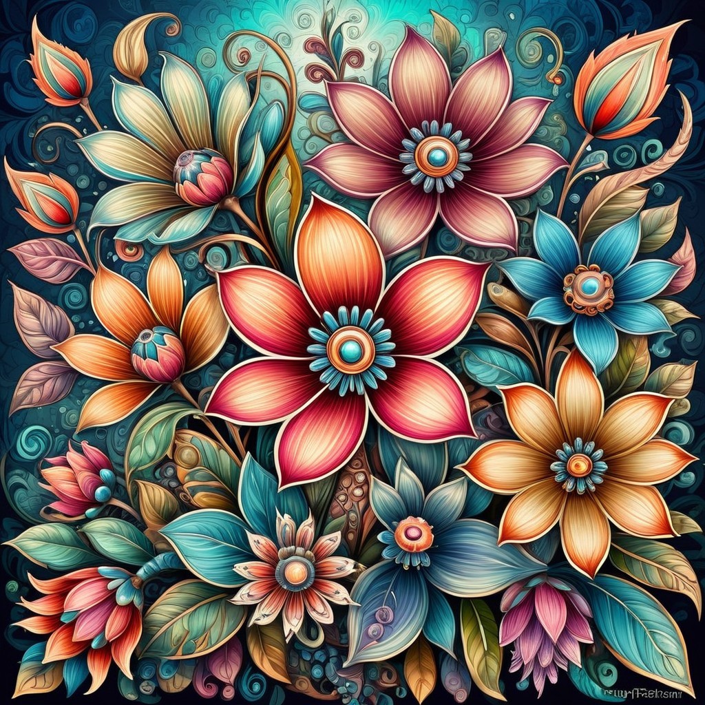 Vibrant Floral Arrangement with Detailed Petals