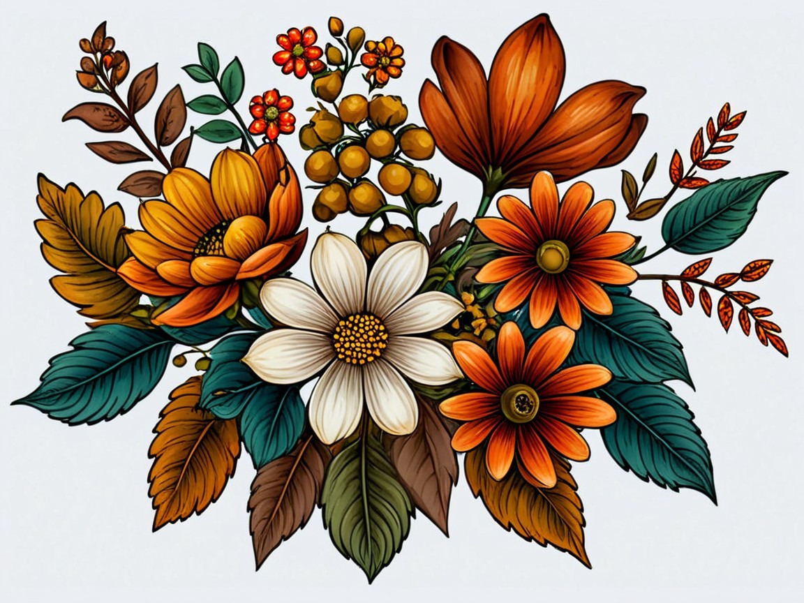 Vibrant Autumn Floral Arrangement with Sunflowers and Daisies