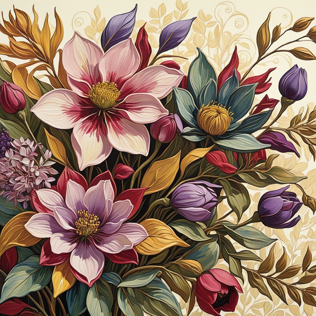 Vibrant Floral Arrangement with Rich Hues and Greenery