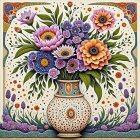 Vibrant Bouquet in Intricate Vase with Colorful Flowers