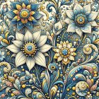 Vibrant Floral Pattern with Intricate Designs