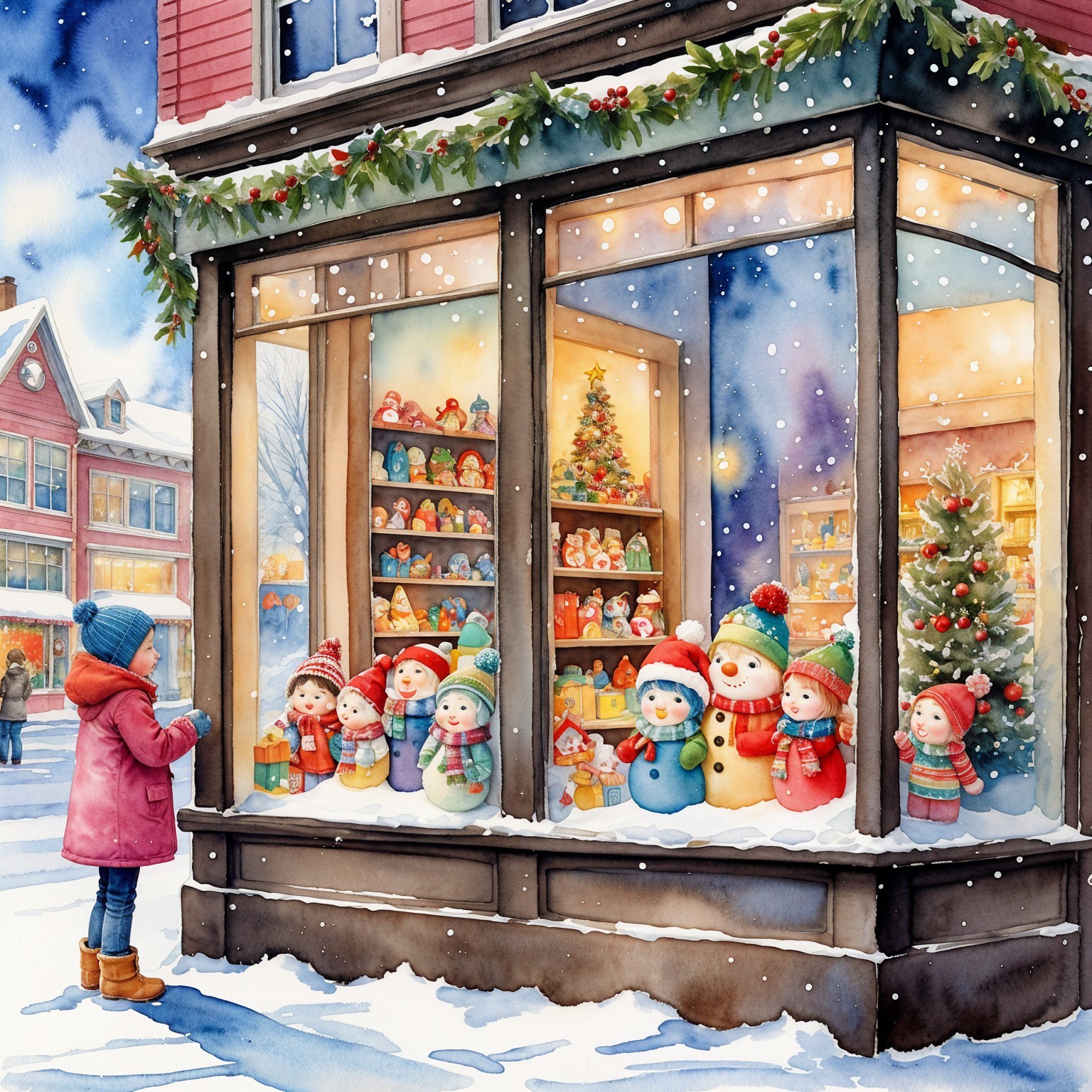 Charming Holiday Storefront in a Winter Scene
