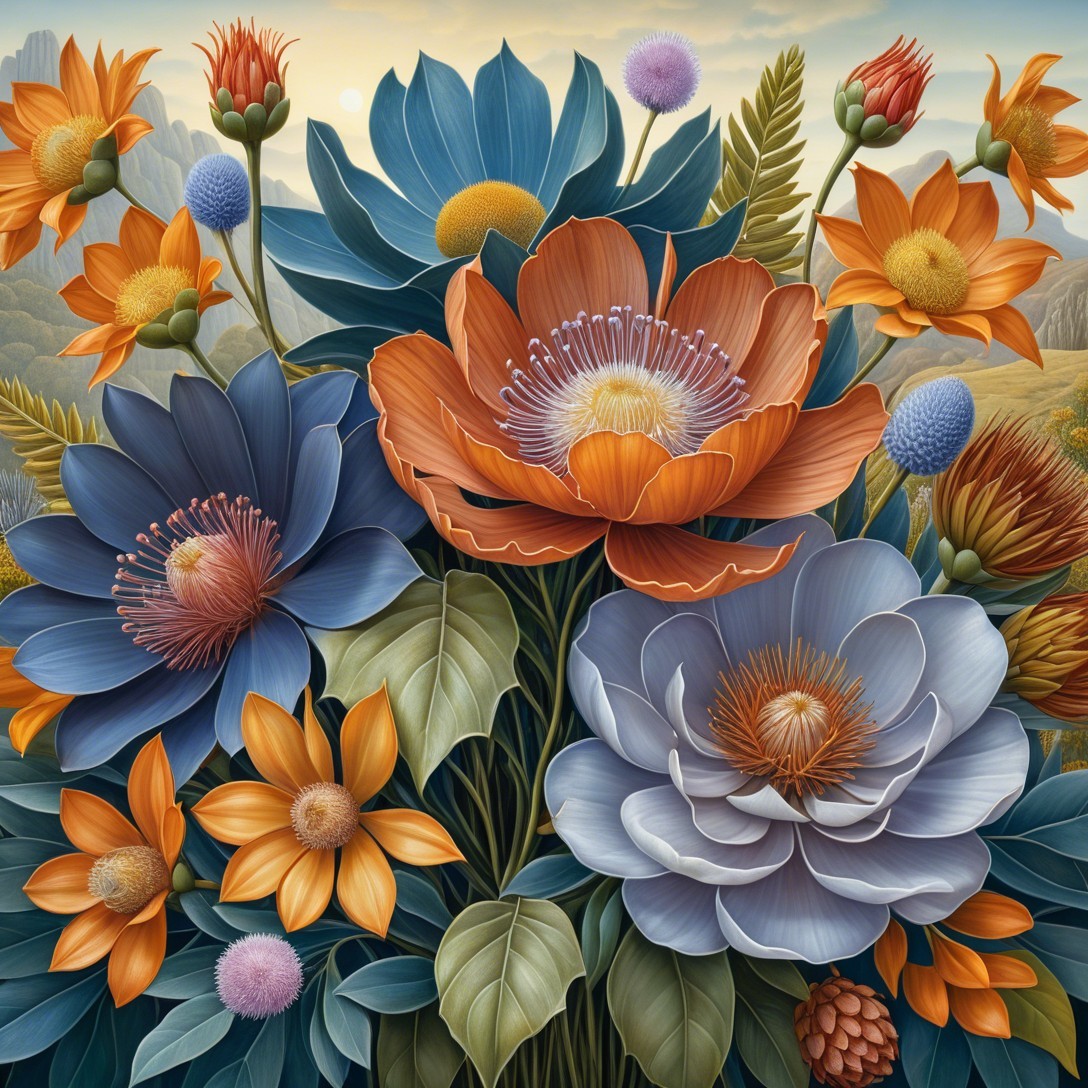 Vibrant Digital Painting of Wildflower Bouquet