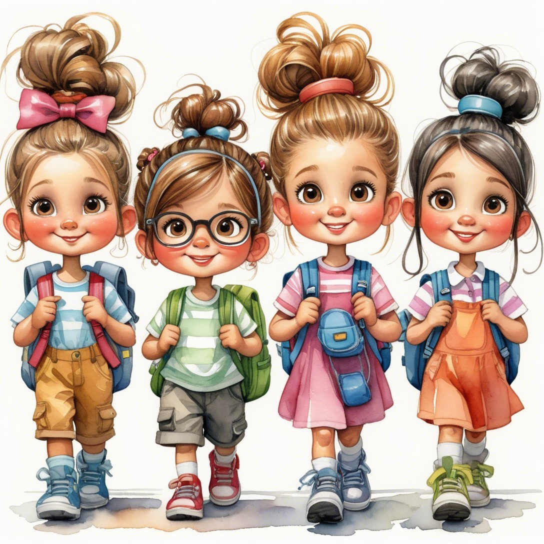 Cheerful Children with Unique Hairstyles and Outfits