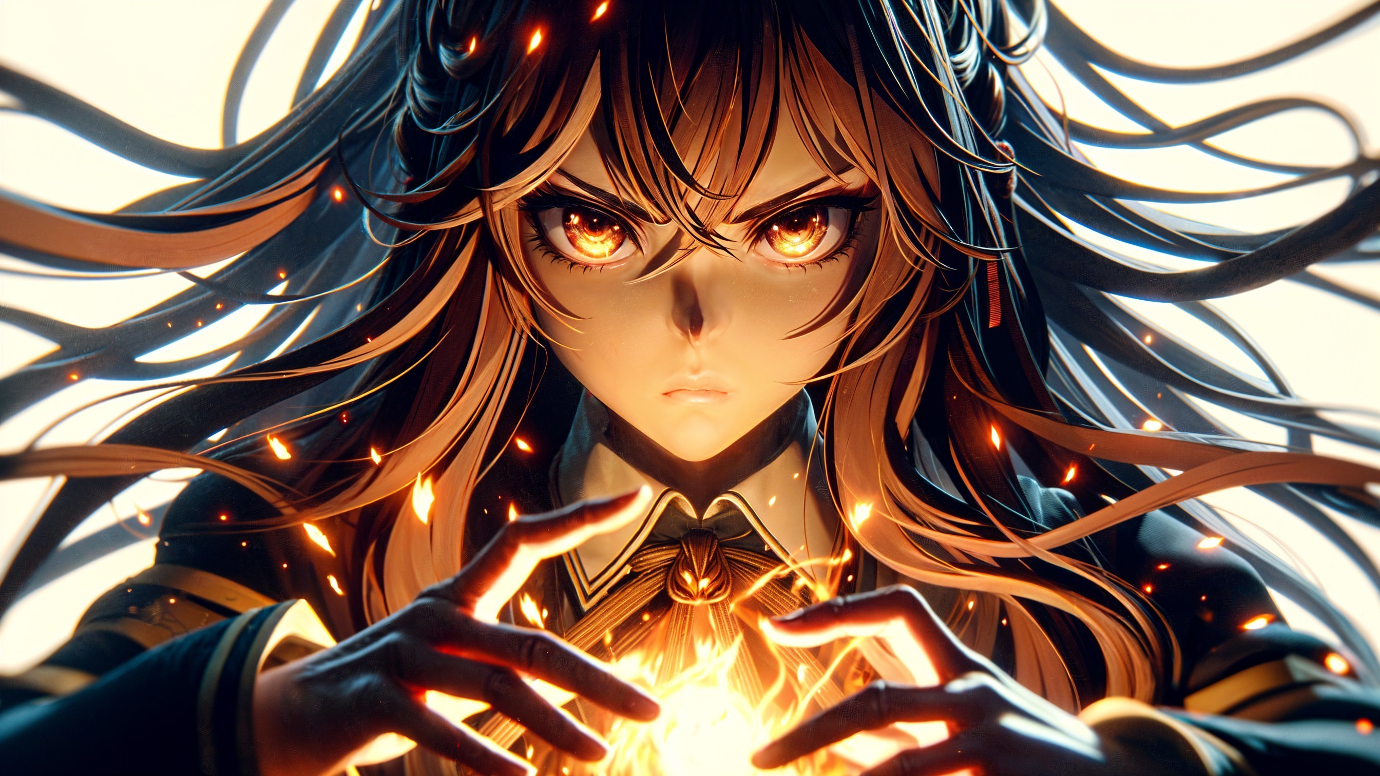 Fierce Character with Energy Orb and Confident Presence