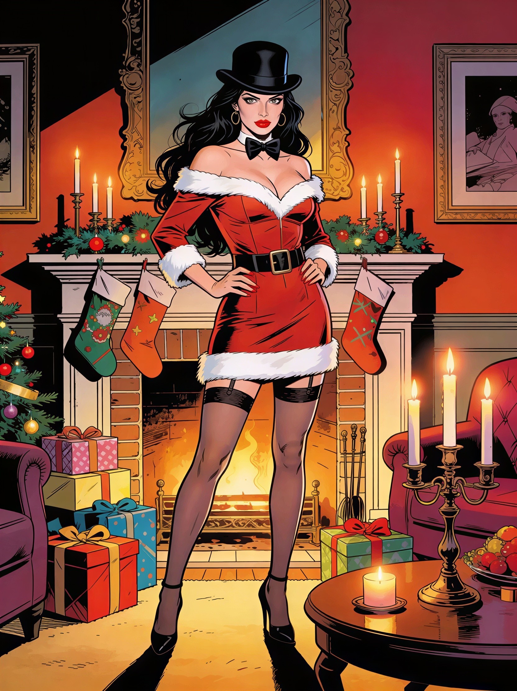 Digital Comic Art of Zatanna in Festive Attire