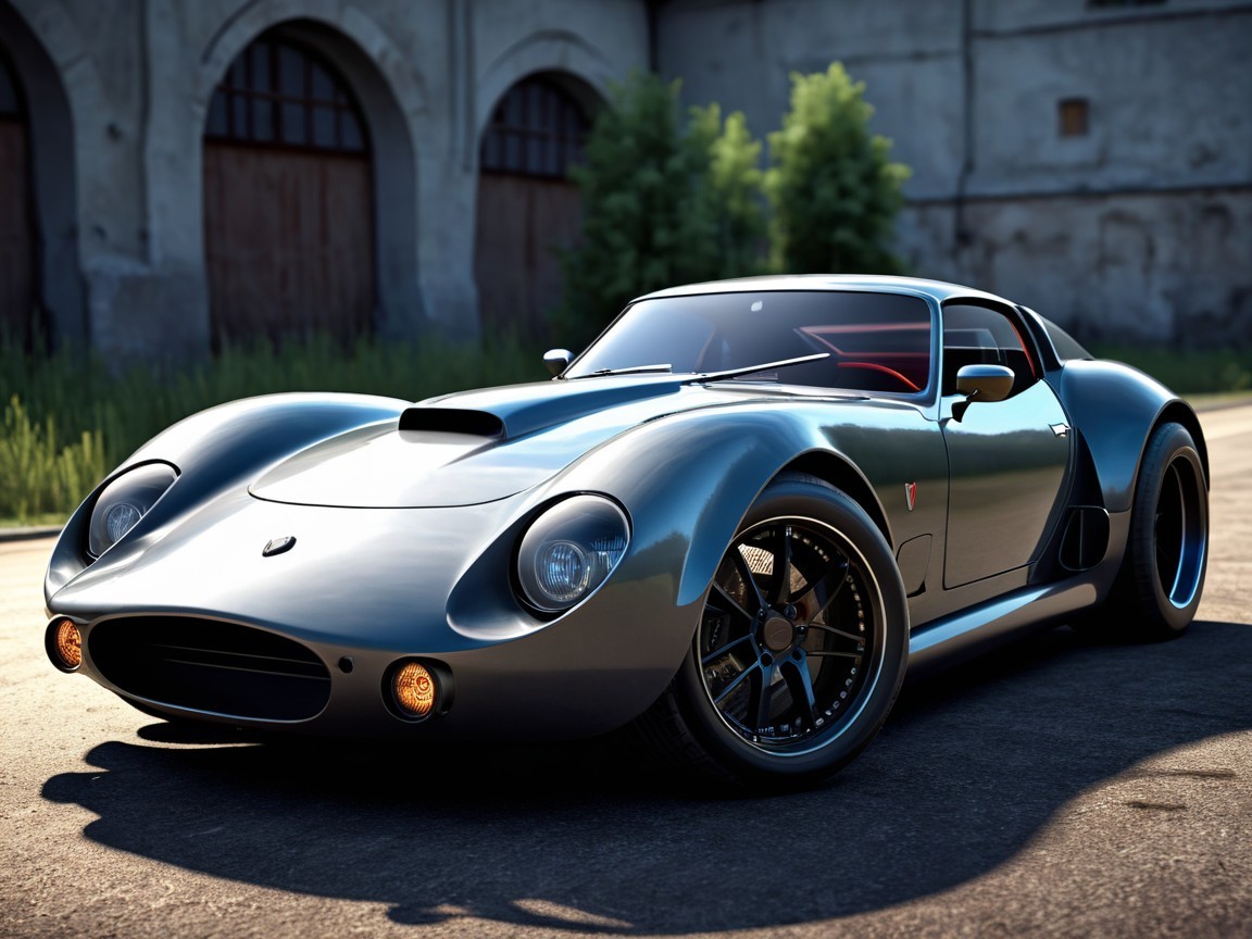 Sleek Metallic Silver Sports Car with Aerodynamic Design