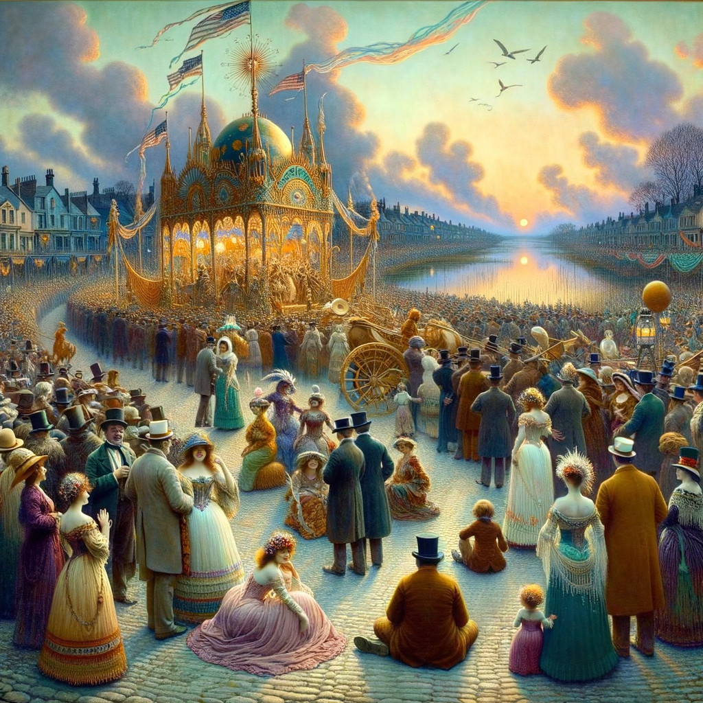 19th-Century Festival Scene by a Serene River
