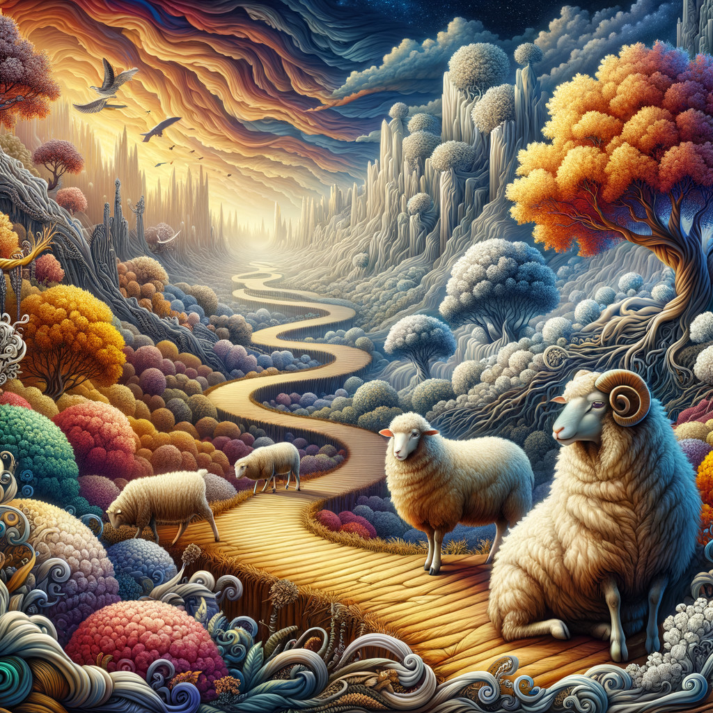 Whimsical Landscape with River and Colorful Trees