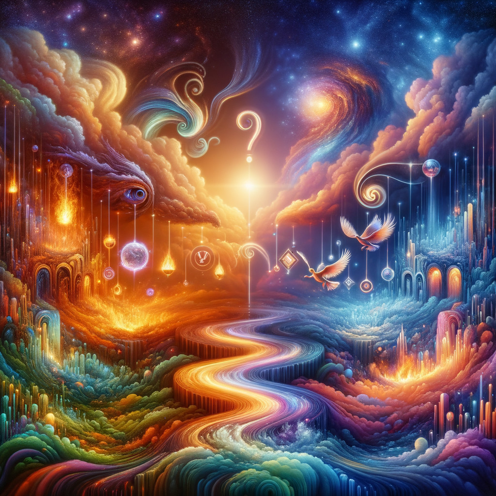 Vibrant Cosmic Landscape with Colorful Swirling Clouds