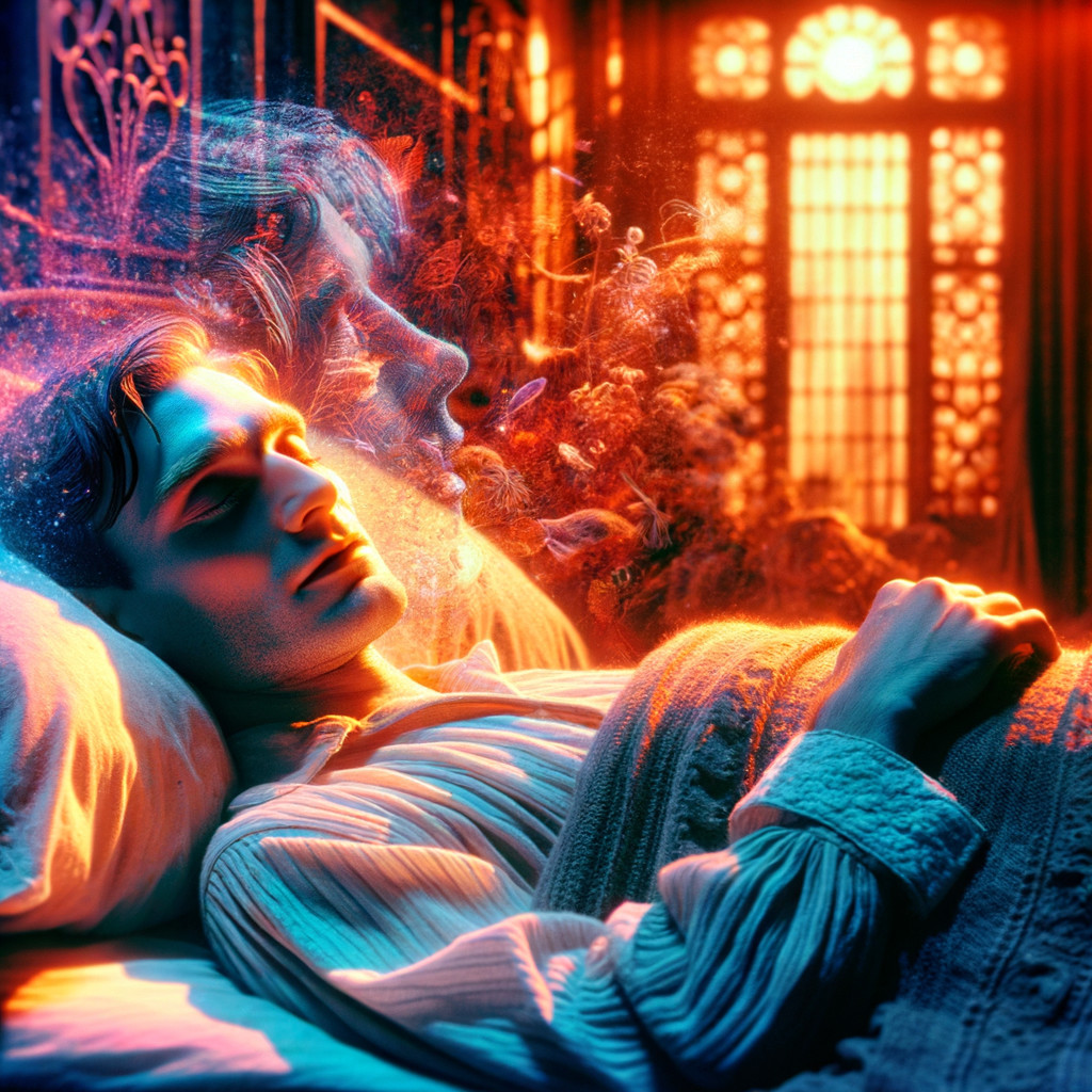 Young Man Sleeping in Serene, Ethereal Room