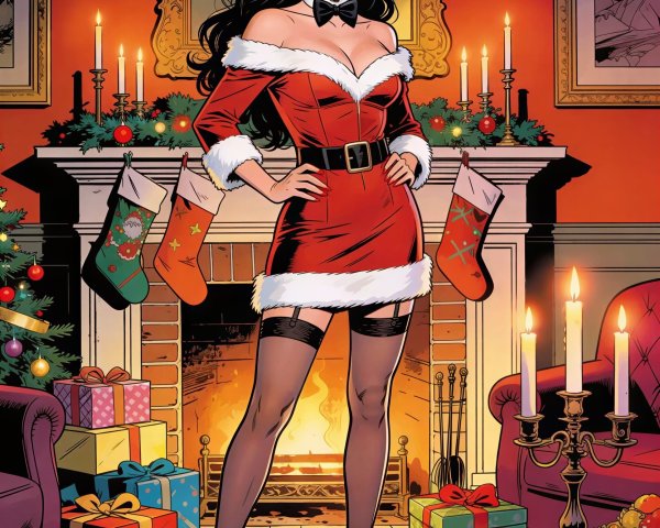 Digital Comic Art of Zatanna in Festive Attire