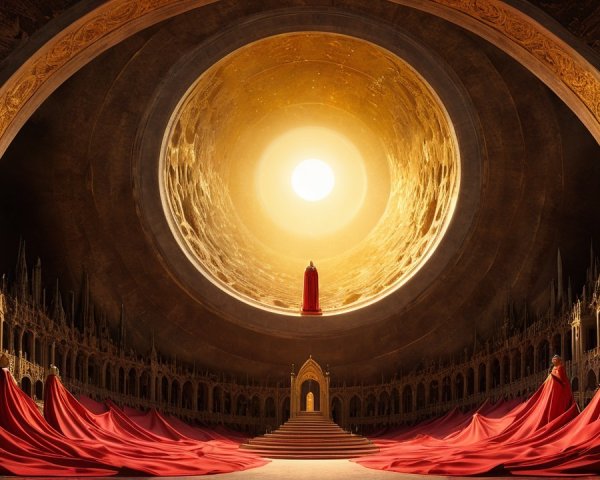 Grand Circular Chamber with Intricate Carvings and Figures