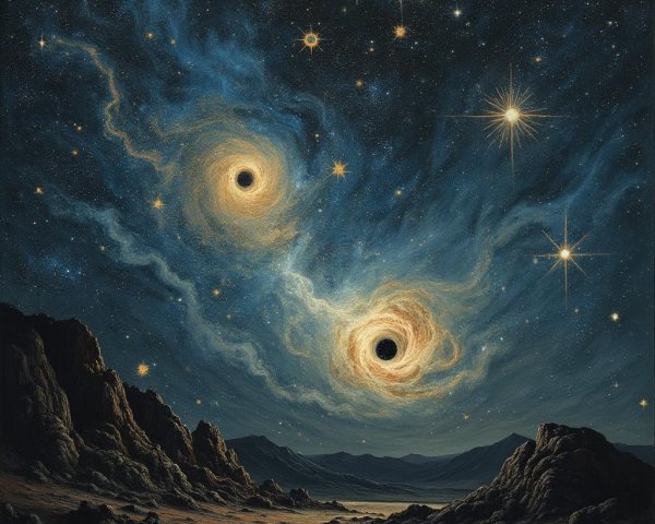 Cosmic Landscape with Black Holes and Starry Sky