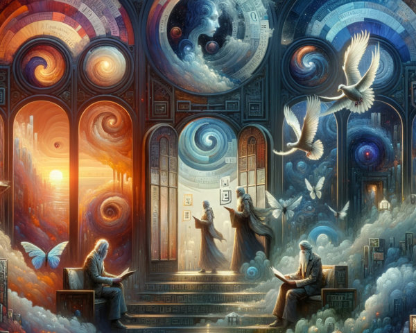 Abstract Surreal Landscape with Cosmic Elements