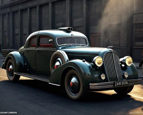 Vintage Automobile with Elegant Design and Urban Backdrop