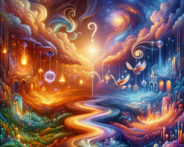 Vibrant Cosmic Landscape with Colorful Swirling Clouds