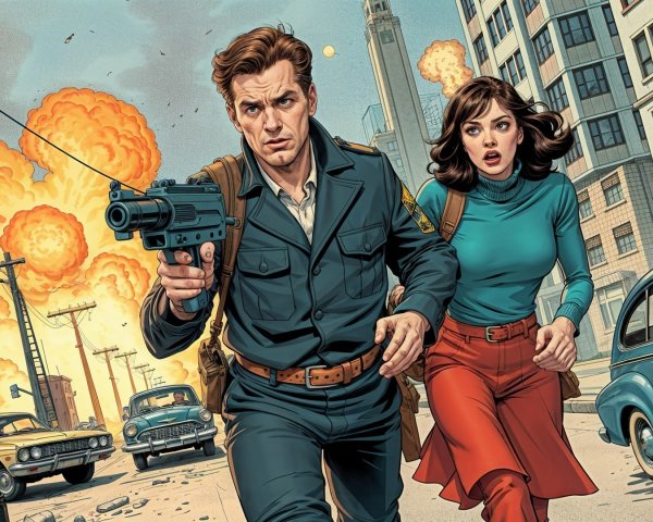 Dramatic Urban Scene with Military Action and Explosions