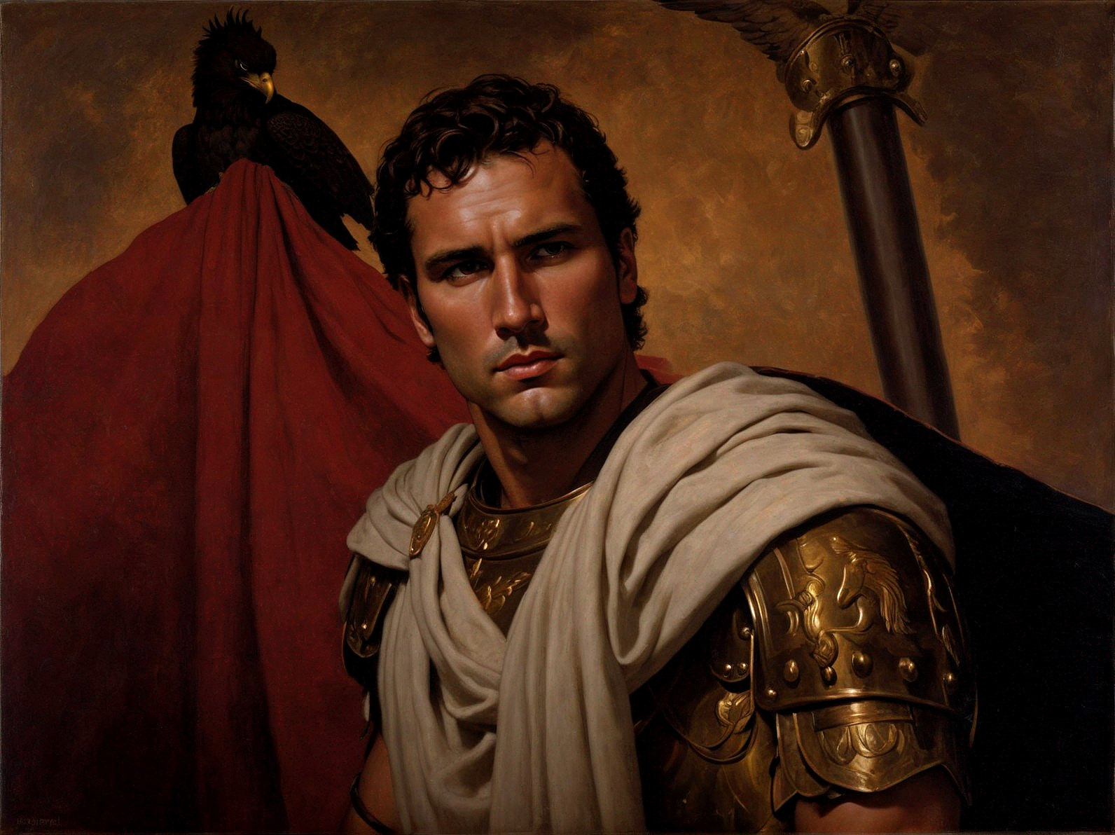 Portrait of a Warrior in Ornate Golden Armor