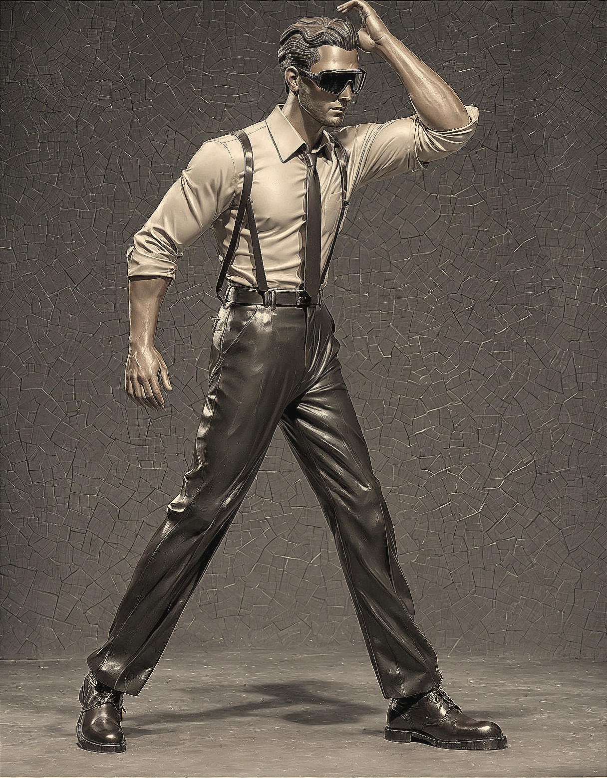 Bronze Statue of Confidently Walking Stylish Man