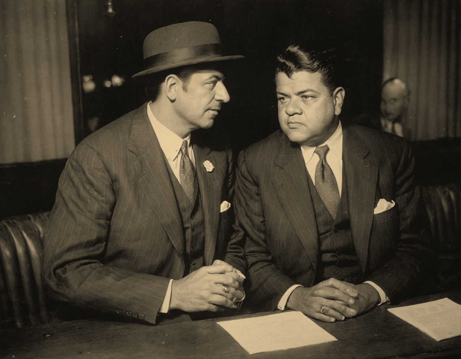 Vintage Suit Conversation in Moody Setting