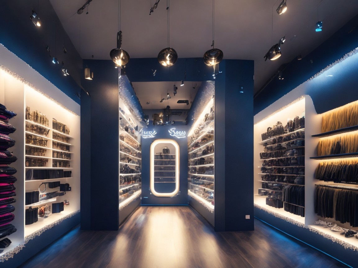 Modern Retail Space with Sleek Design and Lighting
