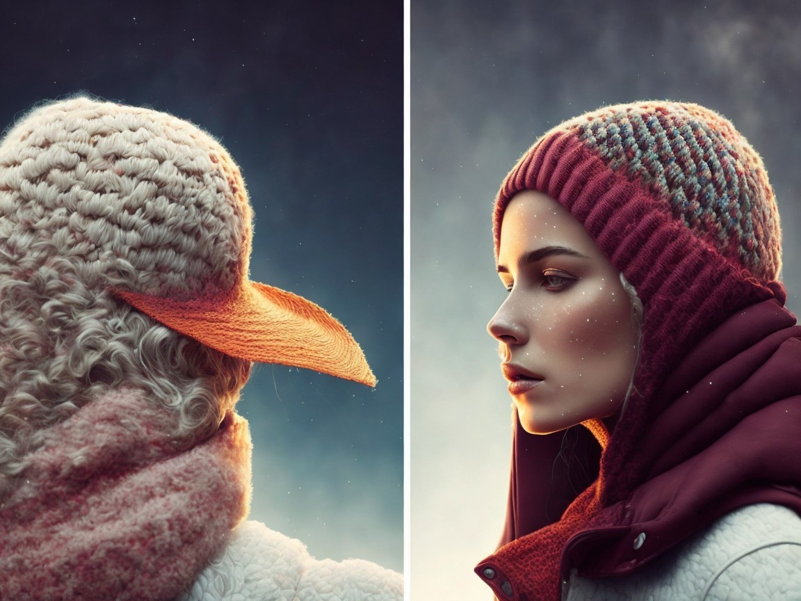 Fashionable Winter Hats: Cream Visor and Maroon Beanie