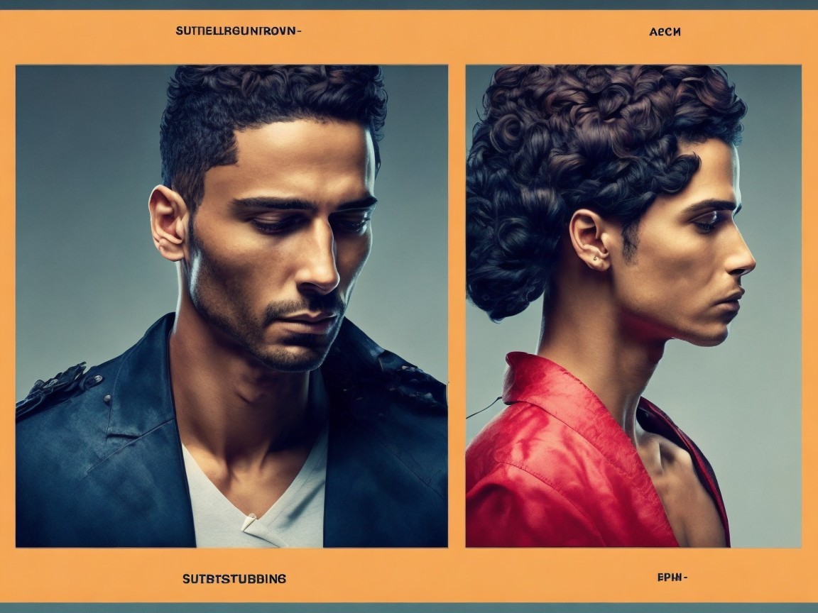 Contrasting Fashion Styles of Male Models in Split Image